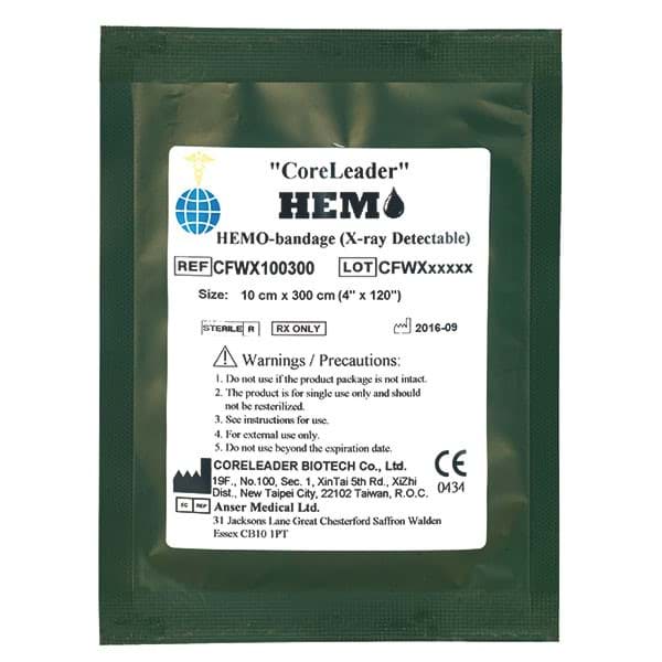 Bild von HEMO-Fiber Bandage, z-gefalten, vakuum verpackt 	10 cm x 3 m 