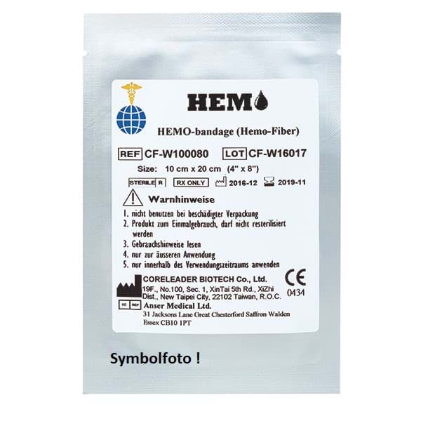 Bild von HEMO-Fiber Bandage, gerollt, in Aluminiumverpackung - 10 cm x 3 m 