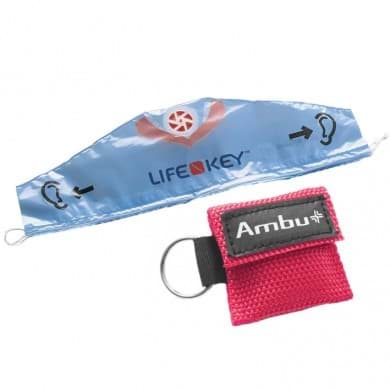 Bild von AMBU LifeKey im rotem Softcase- Schlüsselanhänger mit Ambu-Logo